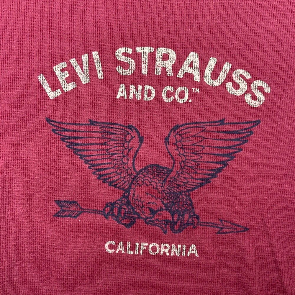 Levi's Strauss T-Shirt Men‎ L Tibetan Red Graphic Thermal Crew Long Sleeve